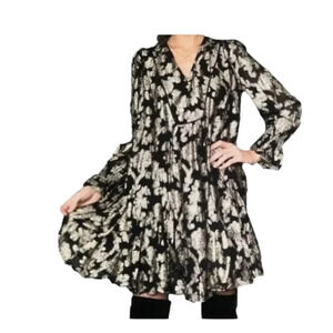 Anthropologie Metallic Gold Floral Mini Dress